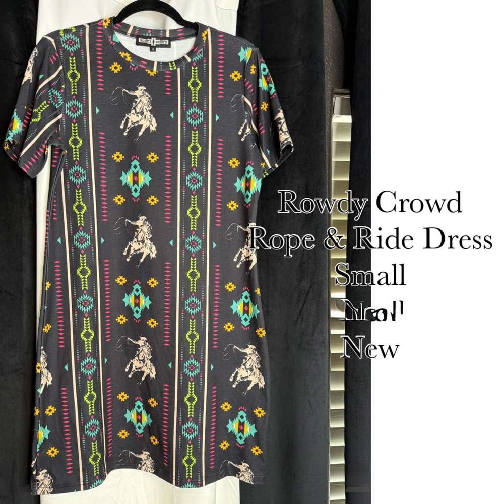 Black and Multicolor Midi Dress